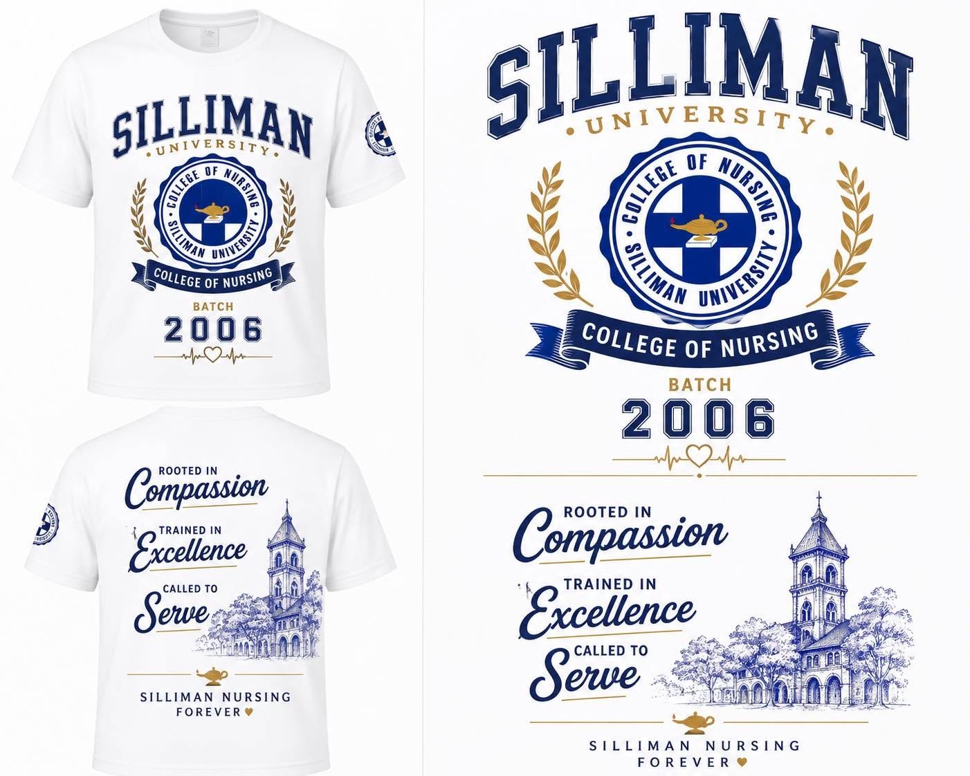 Blue & Gold Nursing SUCN Batch 2006 T-shirt design concept