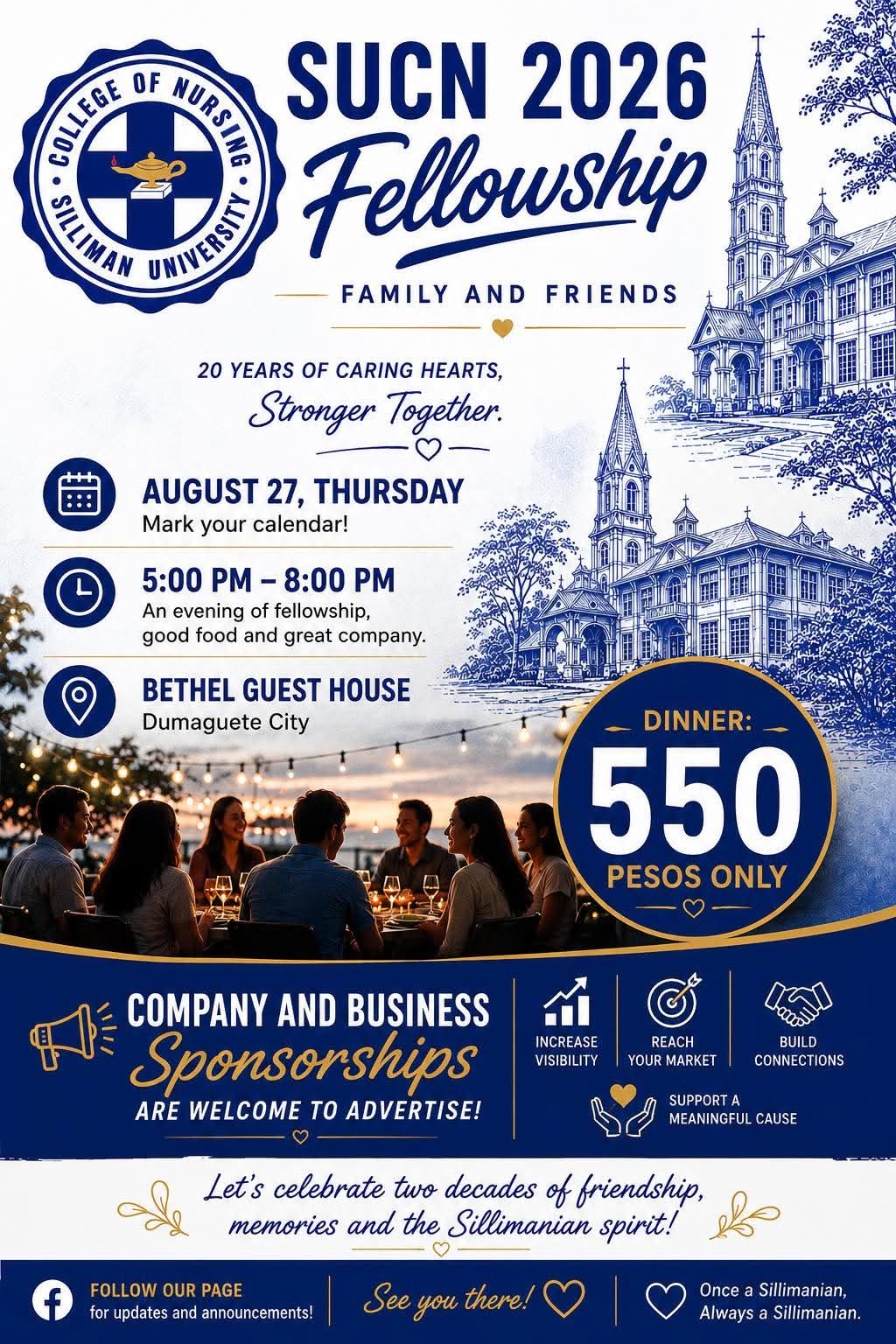 SUCN 2026 Fellowship for family and friends poster for August 27, 2026 at Bethel Guest House